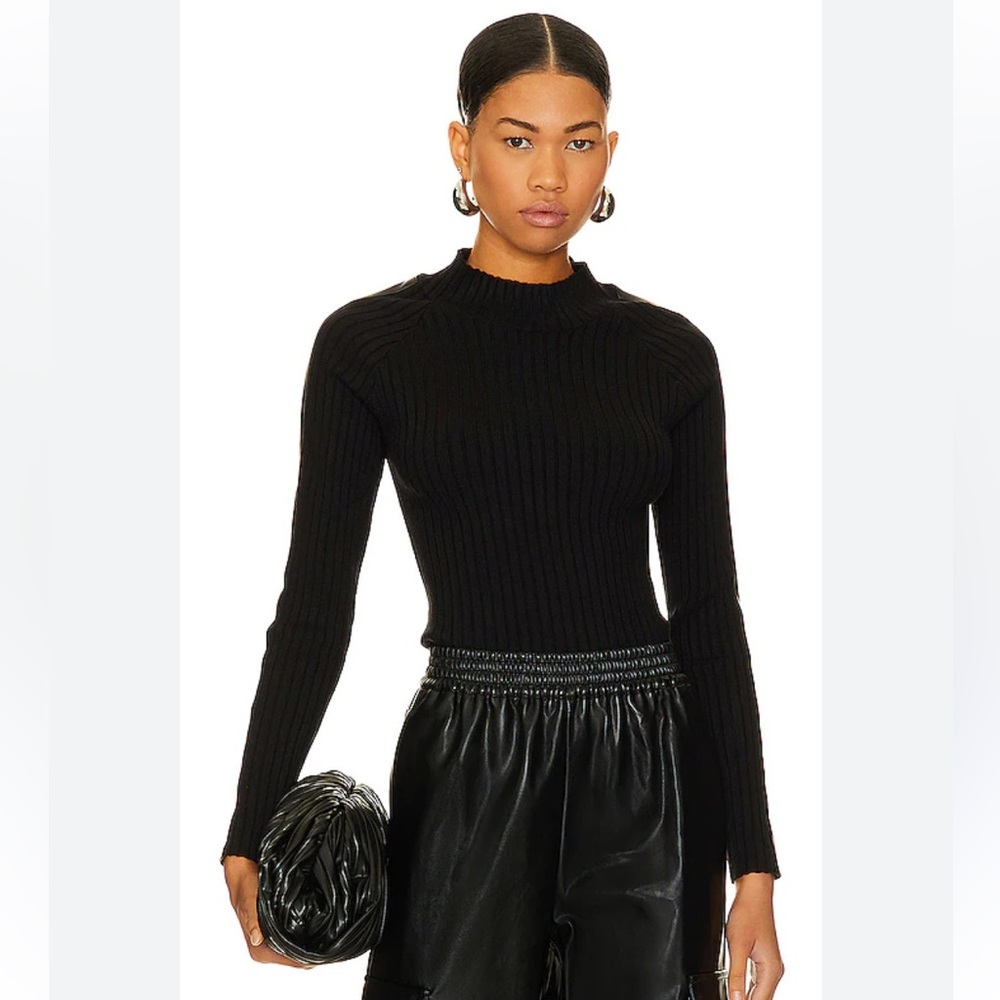 Heartloom Ribbed Sweater Leather Sleeves